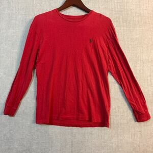 Polo Ralph Lauren Henley Shirt Men’s Medium Red Long Sleeve Knit Cotton Logo80